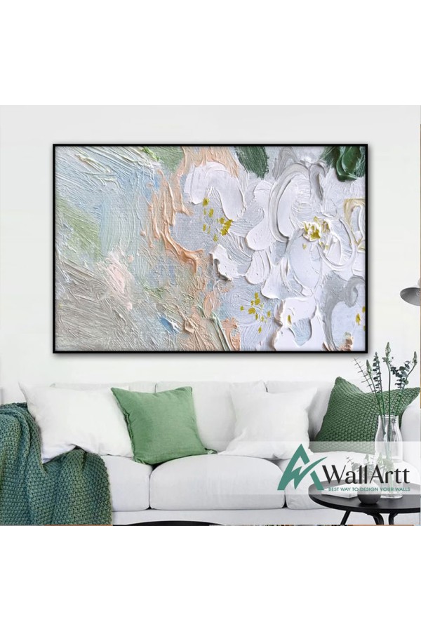 Abstract Lotus 3d Heavy Textured Partial Oil Painting